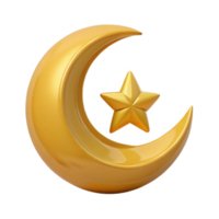 Golden Crescent Moon and Star Symbol png