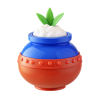 3D Render of a Traditional Pot with a Green Leaf Sprout png