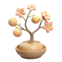 3D Render of a Small Pink Flowered Tree in a Pot png
