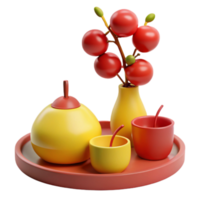 3D Rendered Still Life with Red and Yellow Objects png
