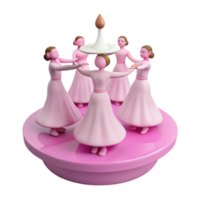 Spinning Figures in Pink Dresses with a Rotating Platform png