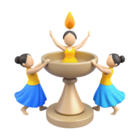 Two 3D Characters Holding a Chalice with a Person on Fire png