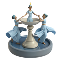 Three Figures Dancing Around a Fountain png
