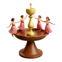 Four Figures Dancing Around a Lit Candle on a Pedestal png