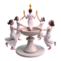 Five Figures Dancing Around a Fountain png