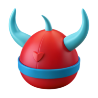 Red and Blue 3D Character with Horns and a Heart png