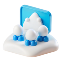 3D Illustration of Snowmen Watching a Mountain Scene png