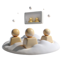 Three People Watching a Screen with Two Figures png