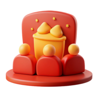 3D Rendering of a Red Stage with a Yellow Object and People png