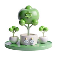 3D Render of Two Figures Standing in Front of a Tree with a Star of David png