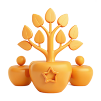 Golden Tree Growing from an Apple with a Star png