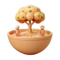 3D Render of a Tree with Two Figures png
