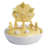 3D Render of a Tree with Four People Standing Around It png