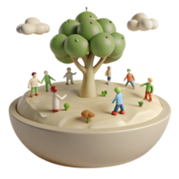 3D Render of People Playing in a Miniature World png