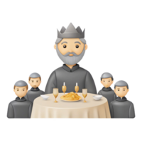 King at the Head of a Table with Four Other People png