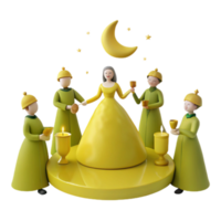 3D Rendered Illustration of a Gathering of Figures Around a Candle png