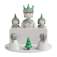 3D Characters with Green Hats Celebrate with a Miniature Tree png