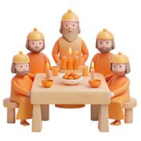 Group of Cartoon Characters Sitting at a Table with Candles and Food png