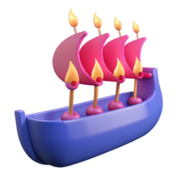 3D Render of a Cartoon Ship with Multiple Candles png