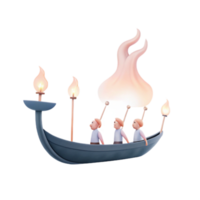 Gondola Shaped Chandelier with Figures and Flame Design png