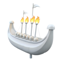 White Boat with Flaming Torches png