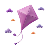 Purple Kite Flying Against a Background of Clouds png