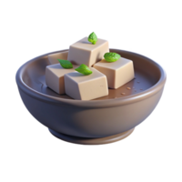 Close-Up of Tofu Cubes with Fresh Mint in a Bowl png