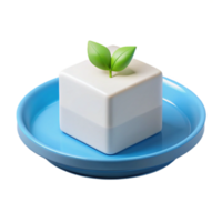 Plant Growing in a Square Pot on a Blue Saucer png
