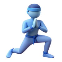 3D Render of a Character in a Warrior Pose png