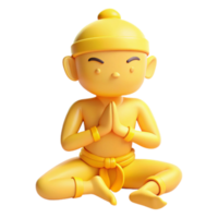 3D Render of a Golden Figure in a Meditation Pose png