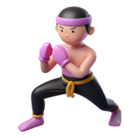 3D Illustration of a Fighter in a Fighting Stance png