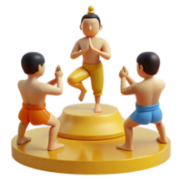 Three 3D Characters Practicing Yoga in a Circle png