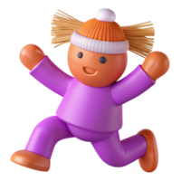 3D Cartoon Character Running with Happy Expression png