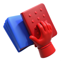 Red Hand Opens Braille Book for Learning and Accessibility png