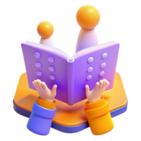 3D Illustration of Two Figures Reading a Book png