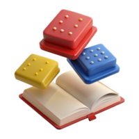 Colorful Dice Floating Above Open Book png