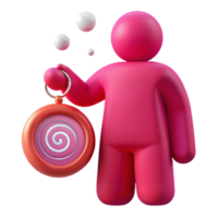 3D Rendered Character Holding a Spiral Design Object png