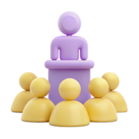 Speaker Presenting to Audience, 3D Render png