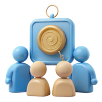 Blue and Gold 3D Characters Surrounding a Spiral png
