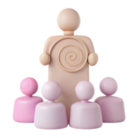 3D Illustration of a Person with a Spiral Symbol in Front of an Audience png