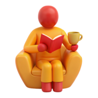 Relaxing with a Book and a Cup of Coffee png