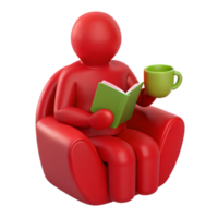 Relaxing with a Book and a Drink in a Comfortable Chair png