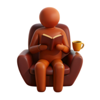 Relaxing in a Comfortable Chair with a Book and a Cup of Coffee png