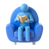 Relaxing and Enjoying a Good Book in a Comfortable Chair png