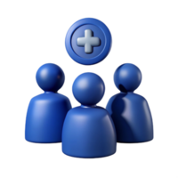 3D Render of Blue People Icons With Plus Sign png