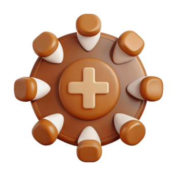 3d hacer de un circular icono con un más firmar en el centrar y Picos alrededor el borde png