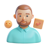3D Cartoon Character with a Checkmark and a Sad Face png