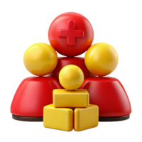 3D Rendering of a Group of People with a Plus Sign on Top png