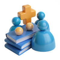 Group Study with Books and a Plus Sign png