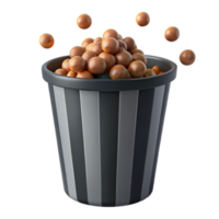3d render do Pipoca balde com vôo Pipoca grãos png